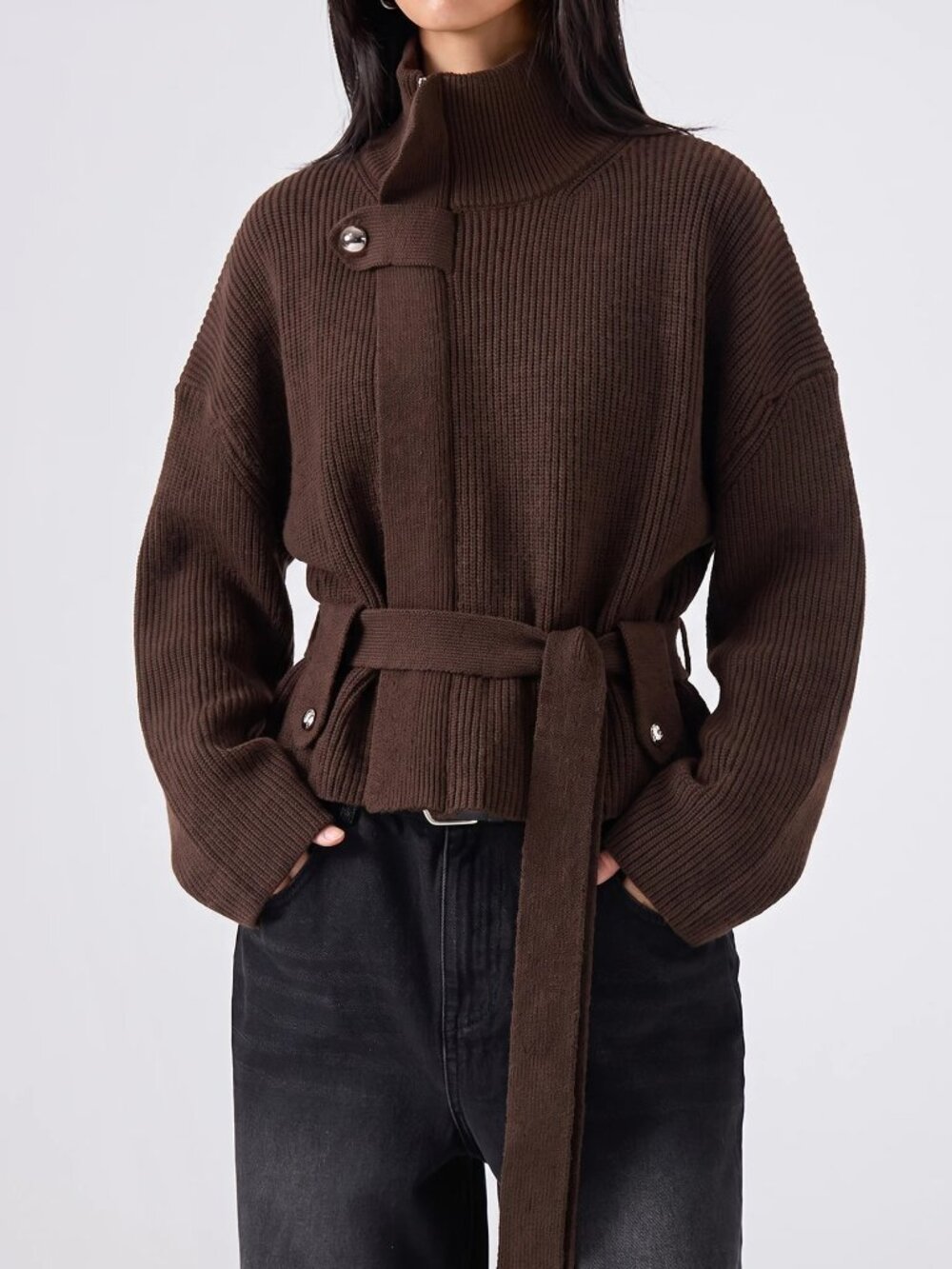 Chocolate Brown Casual Women's Cardigan - Picture 7 of 7